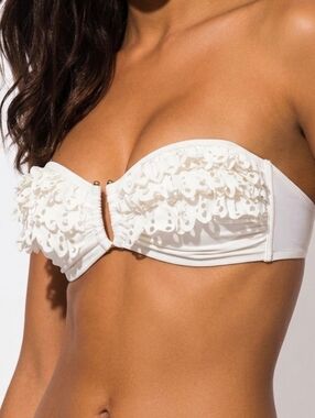 Bcbgmaxazria Luiza White Laser Cut Strapless Bikini Top Bandeau Size Small